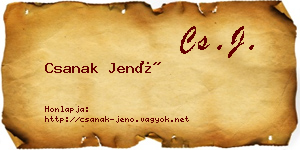Csanak Jenő névjegykártya